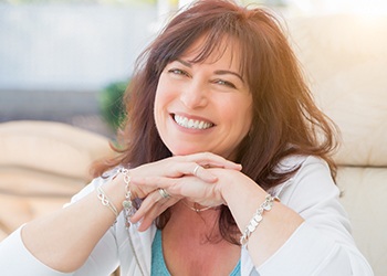 Older woman smiling happily