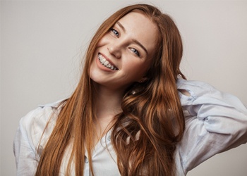 Smiling teenager with braces