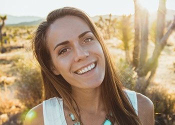 Woman smiling in the desert
