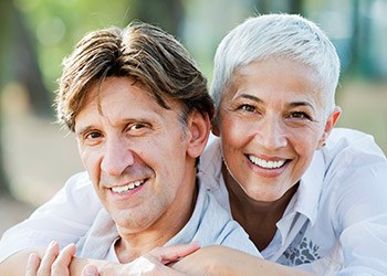 Older couple with healthy attractive smiles
