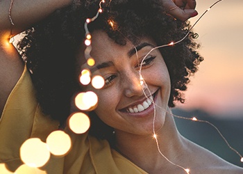 Woman with beautiful smile outdoors